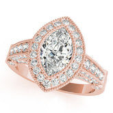 Rose gold Marquise Halo Diamond Split Shank Pave Ring