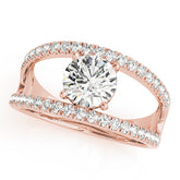 Rose gold Round Solitaire Split Shank Pave Diamond Ring