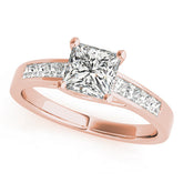 Rose gold Princess Cut Channel Set Diamond Engagement Ring with Four-Prong Setting