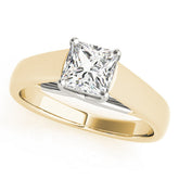 Yellow gold Princess Cut Solitaire Engagement Ring with Cathedral Setting and Four-Prong Setting