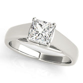 Platinum Princess Cut Solitaire Engagement Ring with Cathedral Setting and Four-Prong Setting