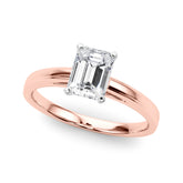 Rose gold Radiant Solitaire Diamond Ring with Four-Prong Setting and Classic Band