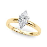 Yellow gold Marquise Solitaire Diamond Ring with Four-Prong Setting and Classic Band