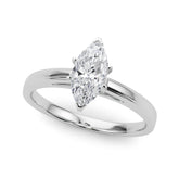 Platinum Marquise Solitaire Diamond Ring with Four-Prong Setting and Classic Band