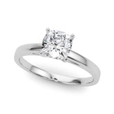 Platinum Cushion Solitaire Diamond Engagement Ring with Four-Prong Setting on a Classic Band