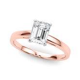 Rose gold Radiant Solitaire Diamond Engagement Ring with Four-Prong Setting on a Classic Band