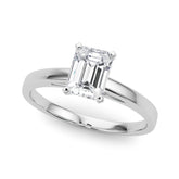 White gold Radiant Solitaire Diamond Engagement Ring with Four-Prong Setting on a Classic Band