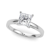Platinum Princess Solitaire Diamond Engagement Ring with Four-Prong Setting on a Classic Band
