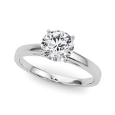 Platinum Round Solitaire Diamond Engagement Ring with Four-Prong Setting on a Classic Band
