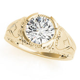 Yellow gold Round Brilliant Solitaire Milgrain Bezel Engagement Ring