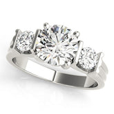 Platinum Three-Stone Round Cut Classic Band Prong Setting Ring