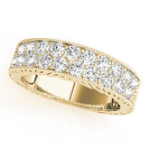 Yellow gold Round Cut Diamond Pave Eternity Band with Bead Prong Setting