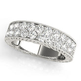 White gold Round Cut Diamond Pave Eternity Band with Bead Prong Setting