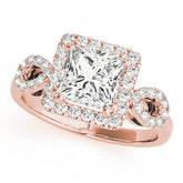 Rose gold Princess Cut Halo Diamond Infinity Band with Four-Prong Setting