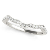 Platinum Curved Diamond Pavé Round-Cut Contour Band
