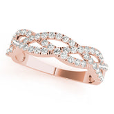 Rose gold Pave Round Diamond Twist Band with Shared Prong Setting