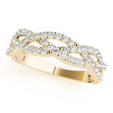 Yellow gold Pave Round Diamond Twist Band with Shared Prong Setting