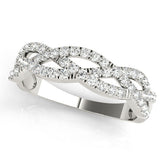 Platinum Pave Round Diamond Twist Band with Shared Prong Setting