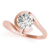 Rose gold Bezel Set Round Solitaire Twist Band Ring
