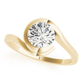 Yellow gold Bezel Set Round Solitaire Twist Band Ring