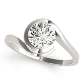 White gold Bezel Set Round Solitaire Twist Band Ring
