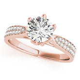 Rose gold Round Solitaire Pavé Split Shank Six-Prong Diamond Ring
