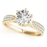 Yellow gold Round Solitaire Pavé Split Shank Six-Prong Diamond Ring