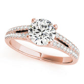 Rose gold Round Solitaire Split Shank Pavé Diamond Engagement Ring