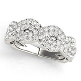 Platinum Pave Round Diamond Infinity Twist Band with Shared Prong Setting