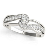 White gold Round Diamond Twist Band with Pavé Setting