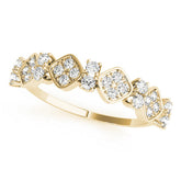 Yellow gold Pave Cushion Diamond Cluster Eternity Band with Prong Setting