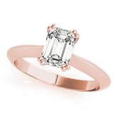 Rose gold Emerald Cut Solitaire Engagement Ring with Tapered Band and Four-Prong Setting