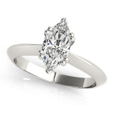White gold Marquise Solitaire Diamond Ring with Six-Prong Setting and Classic Band