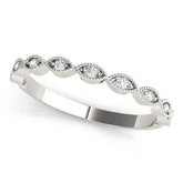 Silver Milgrain Marquise Diamond Half-Eternity Band with Bezel Setting