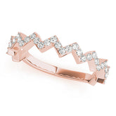 Rose gold Zigzag Diamond Pave Round Eternity Band with Prong Setting