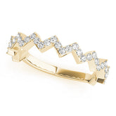 Yellow gold Zigzag Diamond Pave Round Eternity Band with Prong Setting