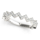 Silver Zigzag Diamond Pave Round Eternity Band with Prong Setting
