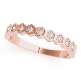 Rose gold Hexagon Pave Diamond Eternity Band with Bezel Setting