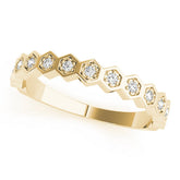Yellow gold Hexagon Pave Diamond Eternity Band with Bezel Setting