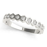Silver Hexagon Pave Diamond Eternity Band with Bezel Setting