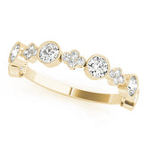 Yellow gold Milgrain Bezel Set Round Diamond Cluster Eternity Band