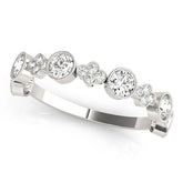 Platinum Milgrain Bezel Set Round Diamond Cluster Eternity Band