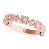 Rose gold Milgrain Square Diamond Eternity Band with Bezel Setting