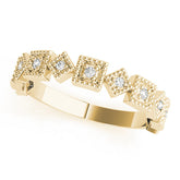 Yellow gold Milgrain Square Diamond Eternity Band with Bezel Setting