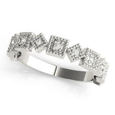 White gold Milgrain Square Diamond Eternity Band with Bezel Setting