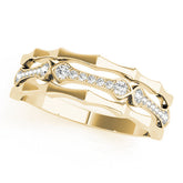 Yellow gold Pavé Round Diamond Eternity Band with Bar Prong Setting