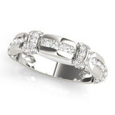 Silver Pavé Round Diamond Link Band with Bezel Setting