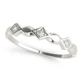 Platinum Square Diamond Twist Band with Bezel Setting