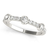 Silver Bezel Set Round Diamond Pavé Band