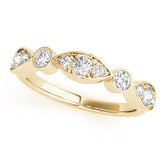 Yellow gold Bezel Set Marquise and Round Diamond Contour Band